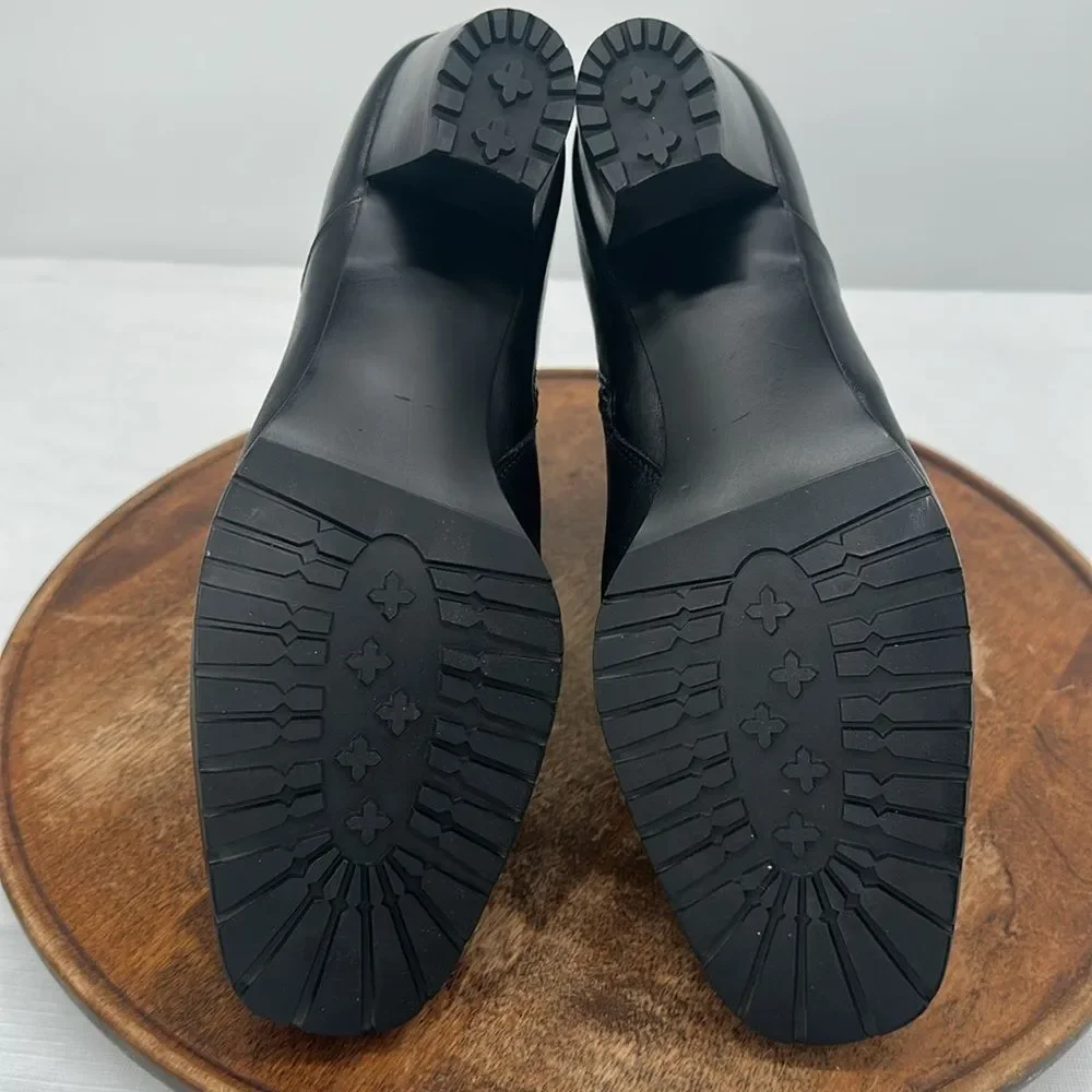 David Tate Boots Wm 11M Kona Black Lamb Pull On Block Heel Slouch Dress